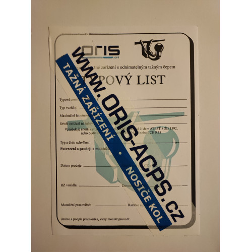 Typový list Oris ACPS - Duplikát Typový list Oris ACPS - Duplikát